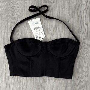 Zara Cropped Corset Bustier Halter Top